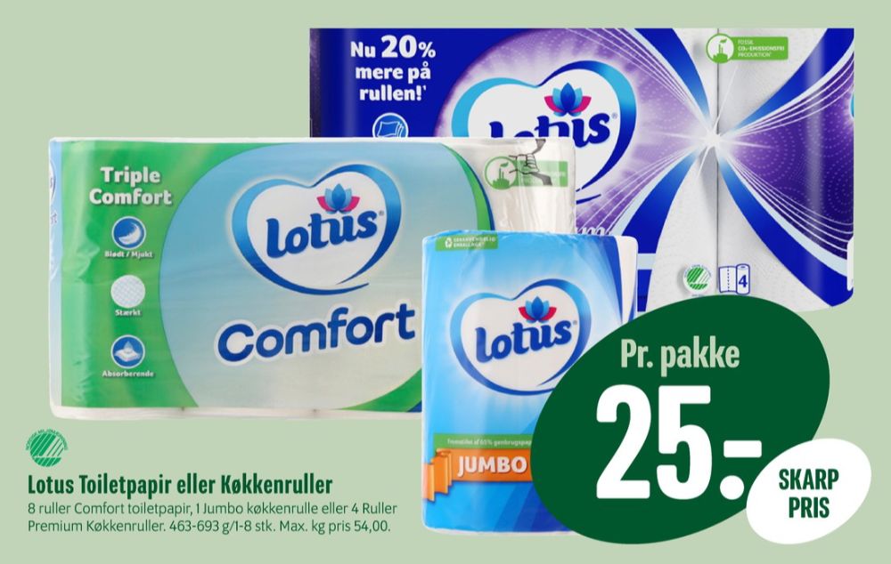 Lotus Comfort, Toiletpapir