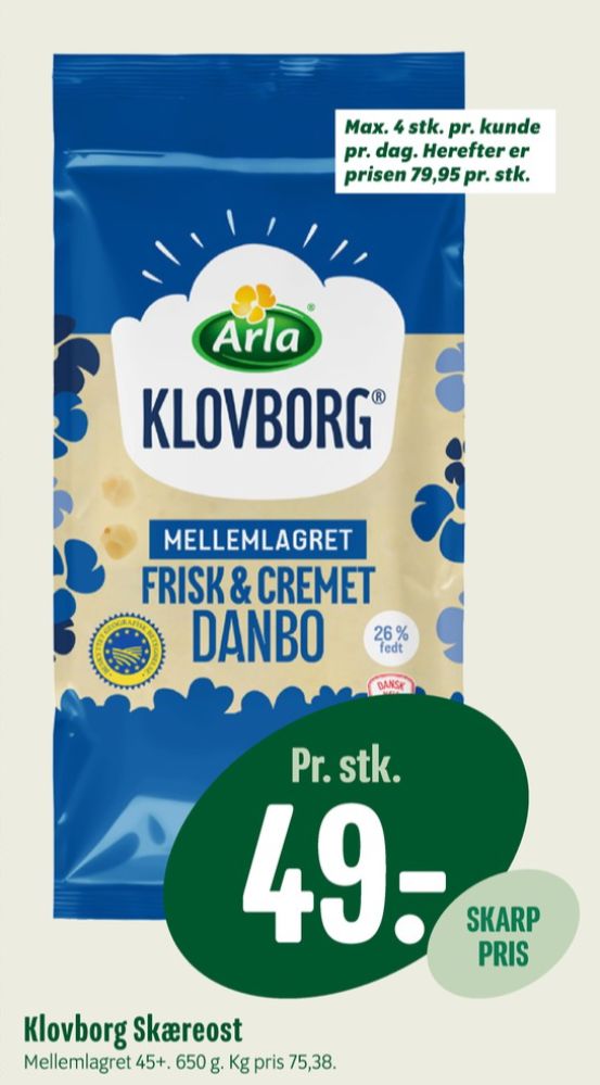 Klovborg, Skæreost Danbo Mellemlagret