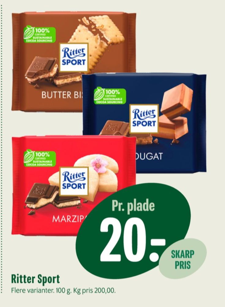 Ritter Sport, Chokoladeplade Butter Biscuit