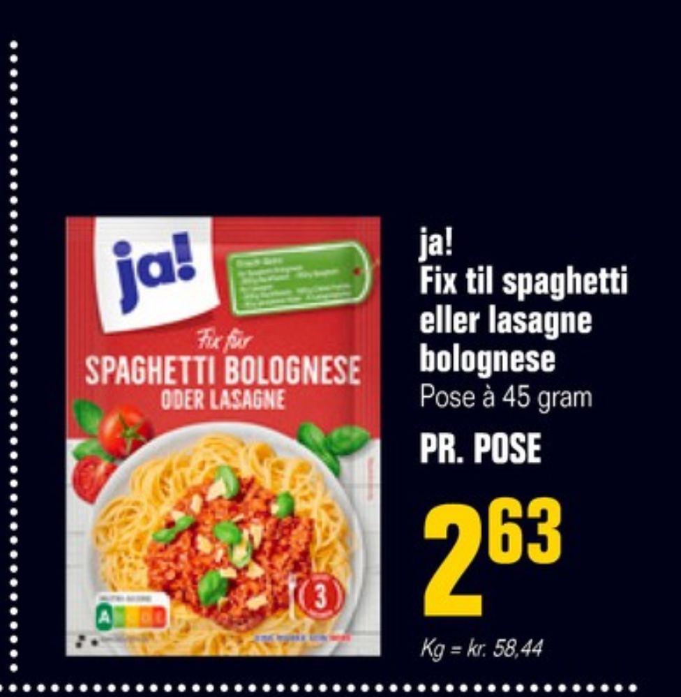 ja!, Krydderimix Spaghetti Bolognese