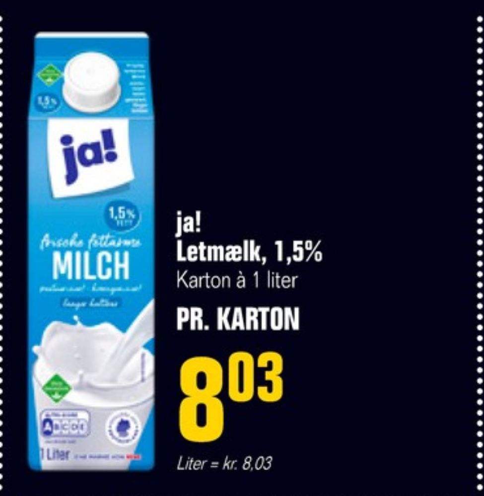 ja!, Letmælk Langtidsholdbar 1,5%