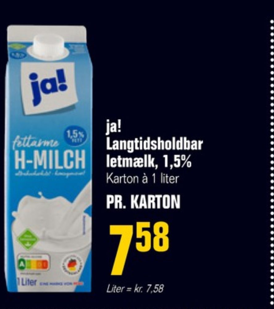 ja!, Letmælk Langtidsholdbar 1,5%