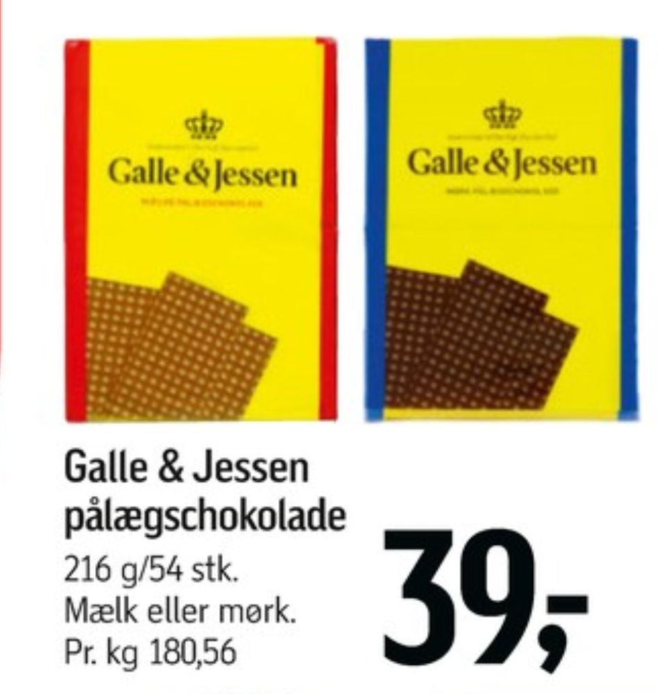 Galle & Jessen, Pålægschokolade Mælk