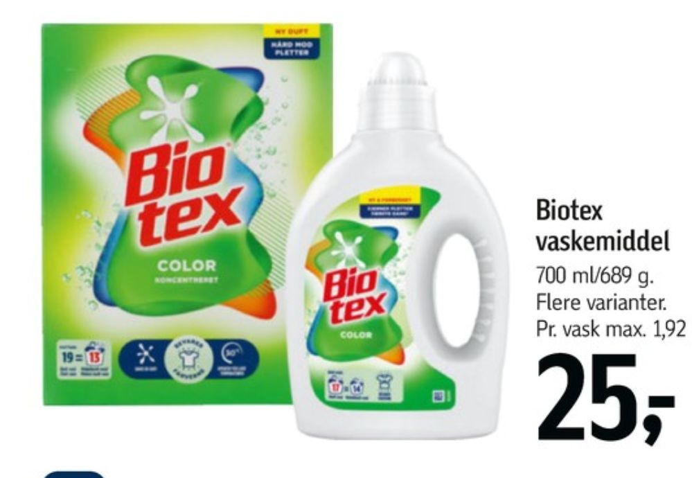 Biotex, Vaskemiddel-flydende