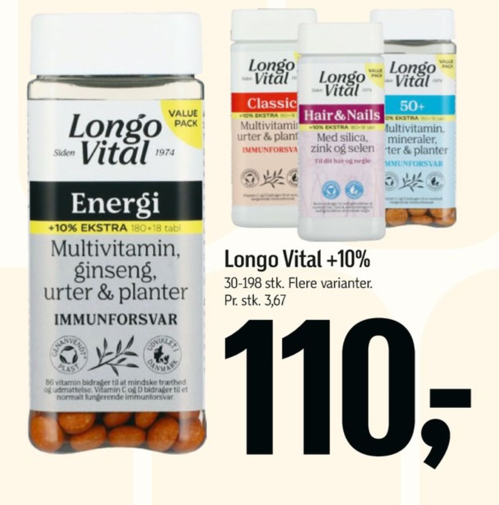 Longo Vital, Vitaminer