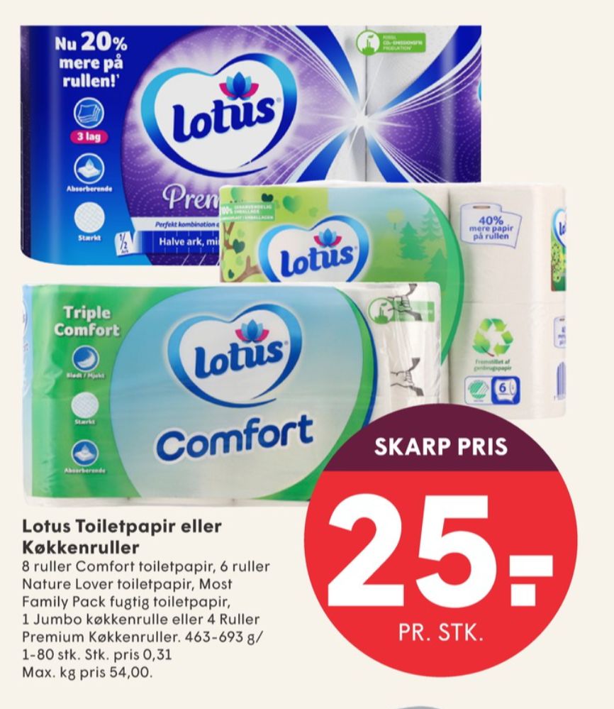 Lotus Comfort, Toiletpapir