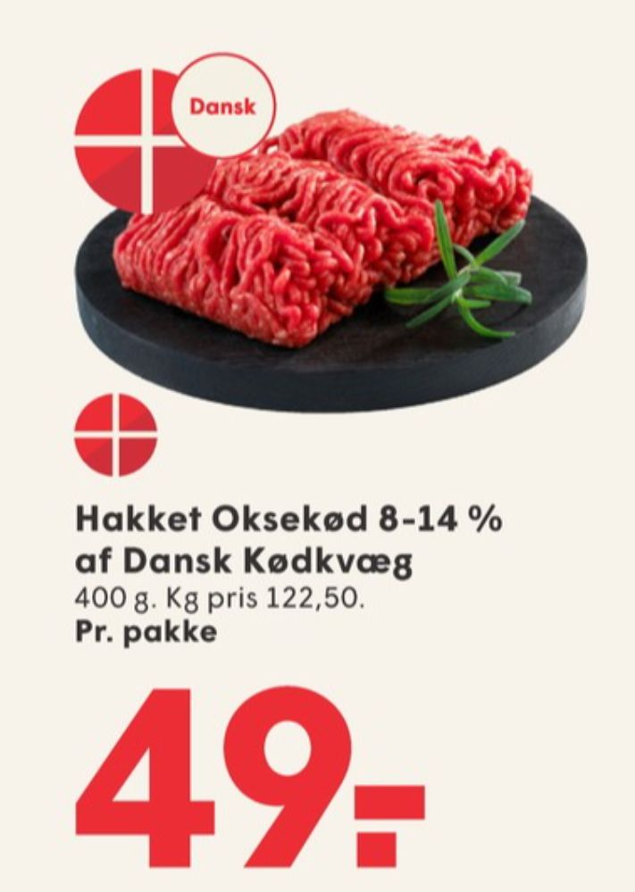 Hakket oksekød 8-14%