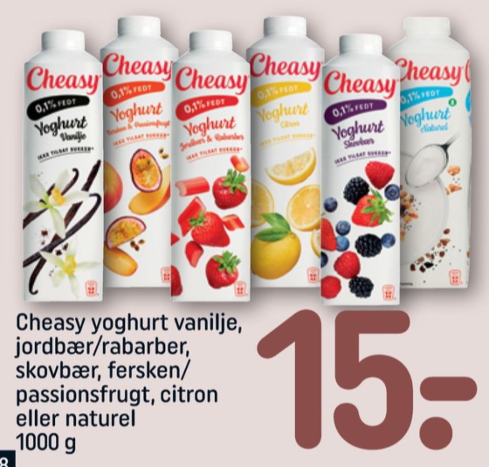 Cheasy, Jordbær & Rababer Yoghurt 