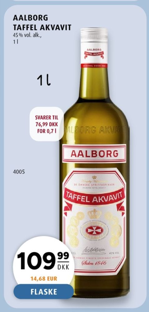 AAlborg Taffel Akvavit, Akvavit