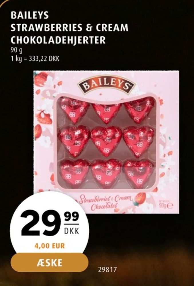 Anthon Berg Baileys, Strawberries & Cream Chocolates Hearts