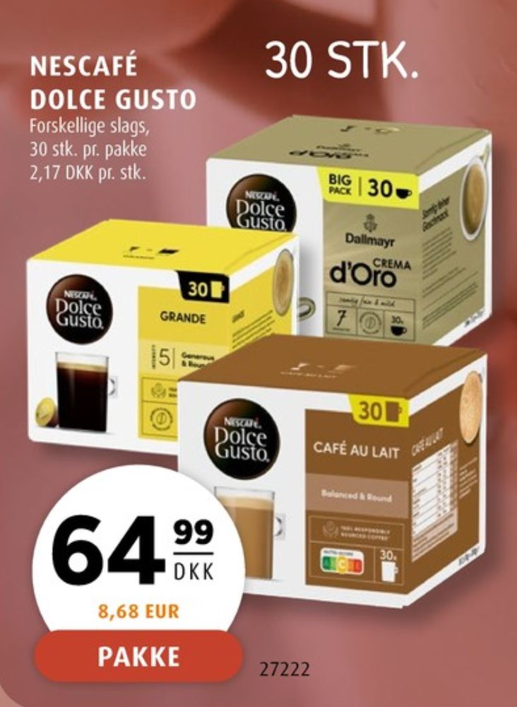 Nescafe Dolce Gusto Cafe Au Lait, Kaffekapsler