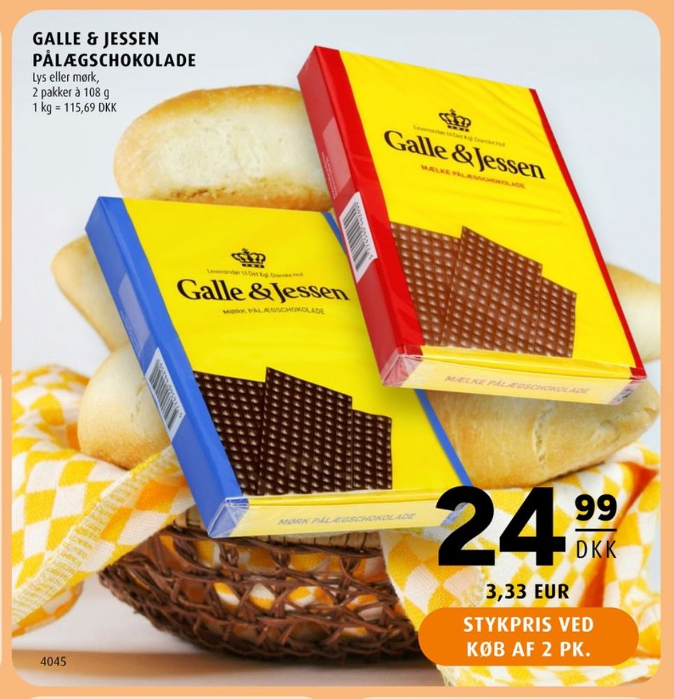 Galle & Jessen, Pålægschokolade Mælk