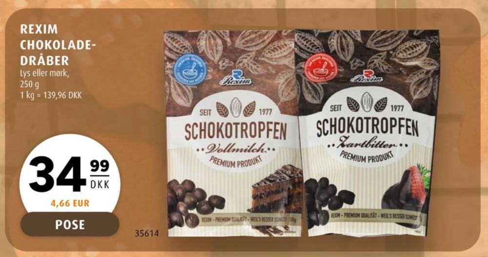 Rexim, Chokoladedråber Mørk