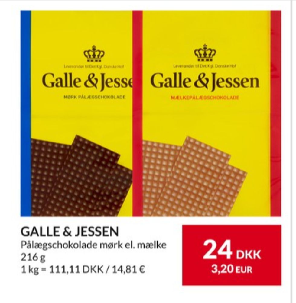 Galle & Jessen, Pålægschokolade Mørk
