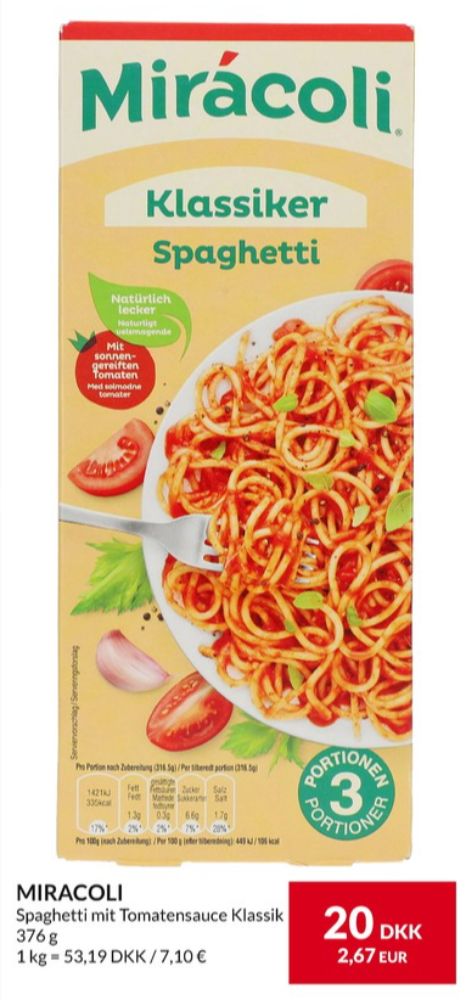 Mirácoli, Pastaretter