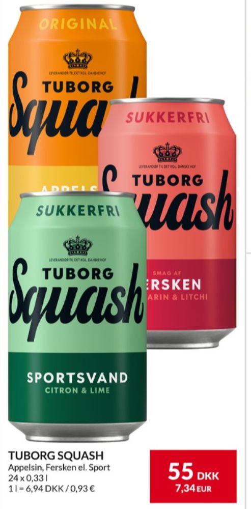 Tuborg Squash, Sportssodavand Citron Lime Sukkerfri 24 pk.