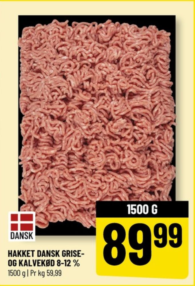 Hakket kalv og grisekød 8-12%