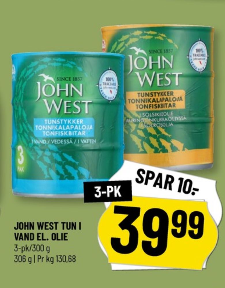 John West, Tun i vand