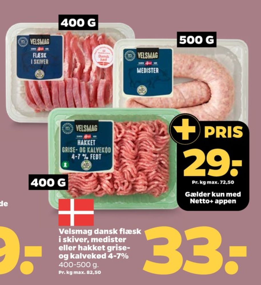 Velsmag, Hakket kalv og grisekød 4-7%