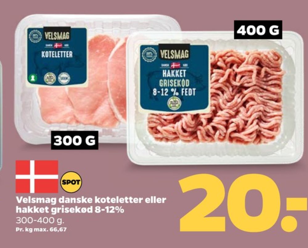 Velsmag, Hakket grisekød 8-12%