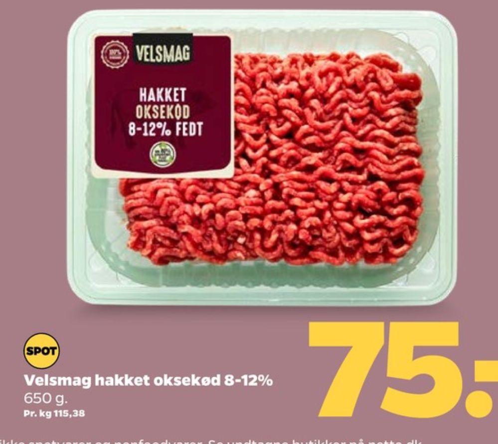 Velsmag, Hakket oksekød 8-12%