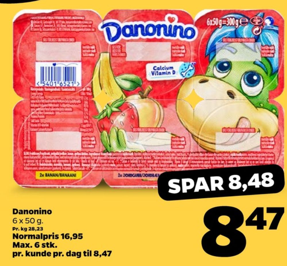 Danone Danonino, Jordbær, Banan & Abrikos yoghurt