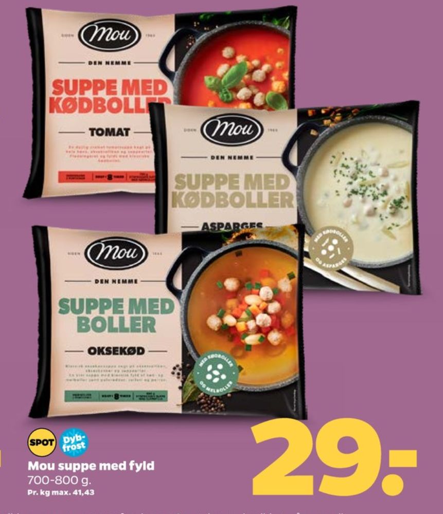 Mou, Tomatsuppe med Kødboller