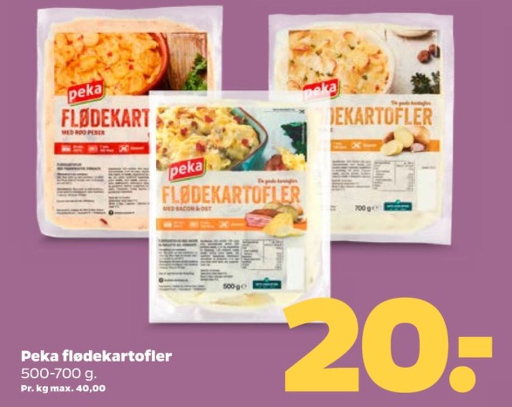 Peka, Flødekartofler