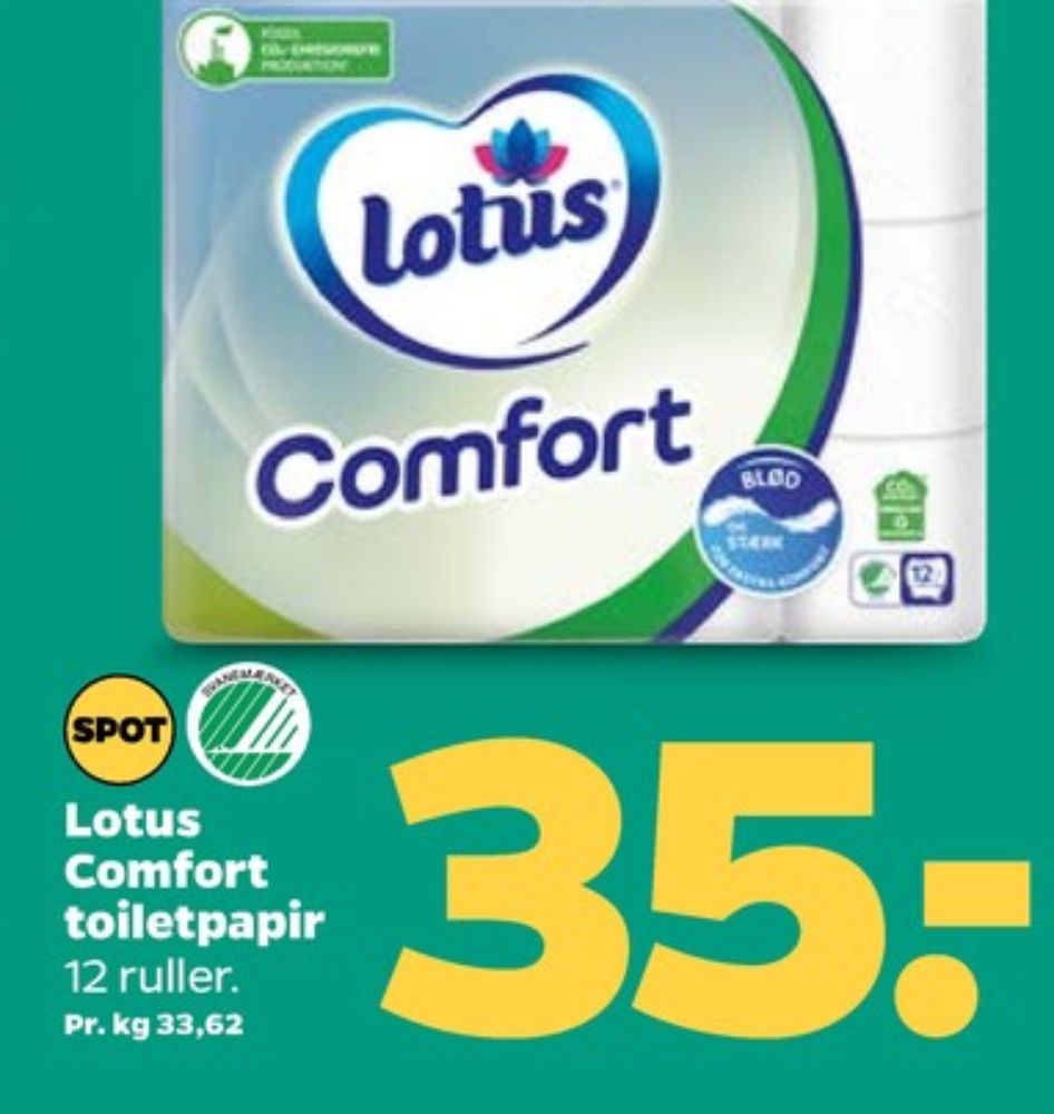 Lotus Comfort, Toiletpapir