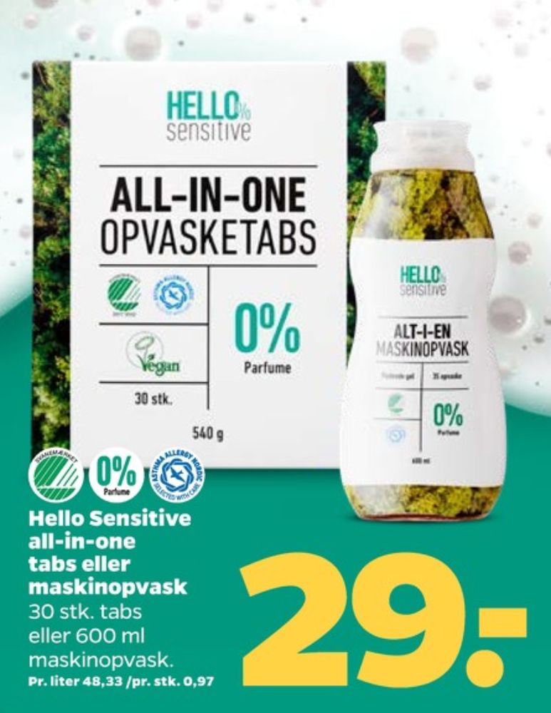 Hello Sensitive, Maskinopvask-tabs