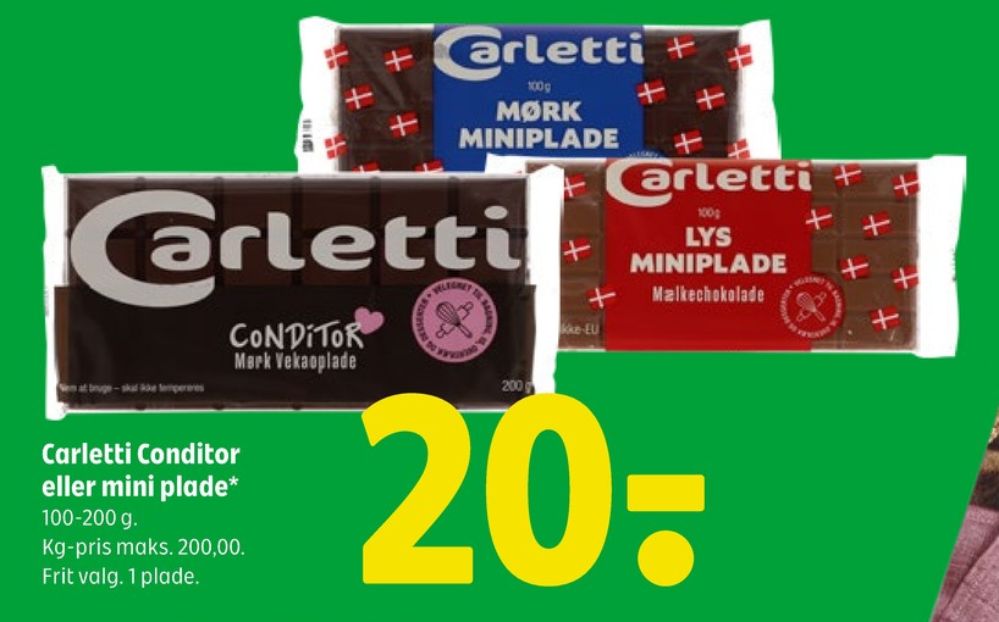 Carletti, Chokoladeplade 