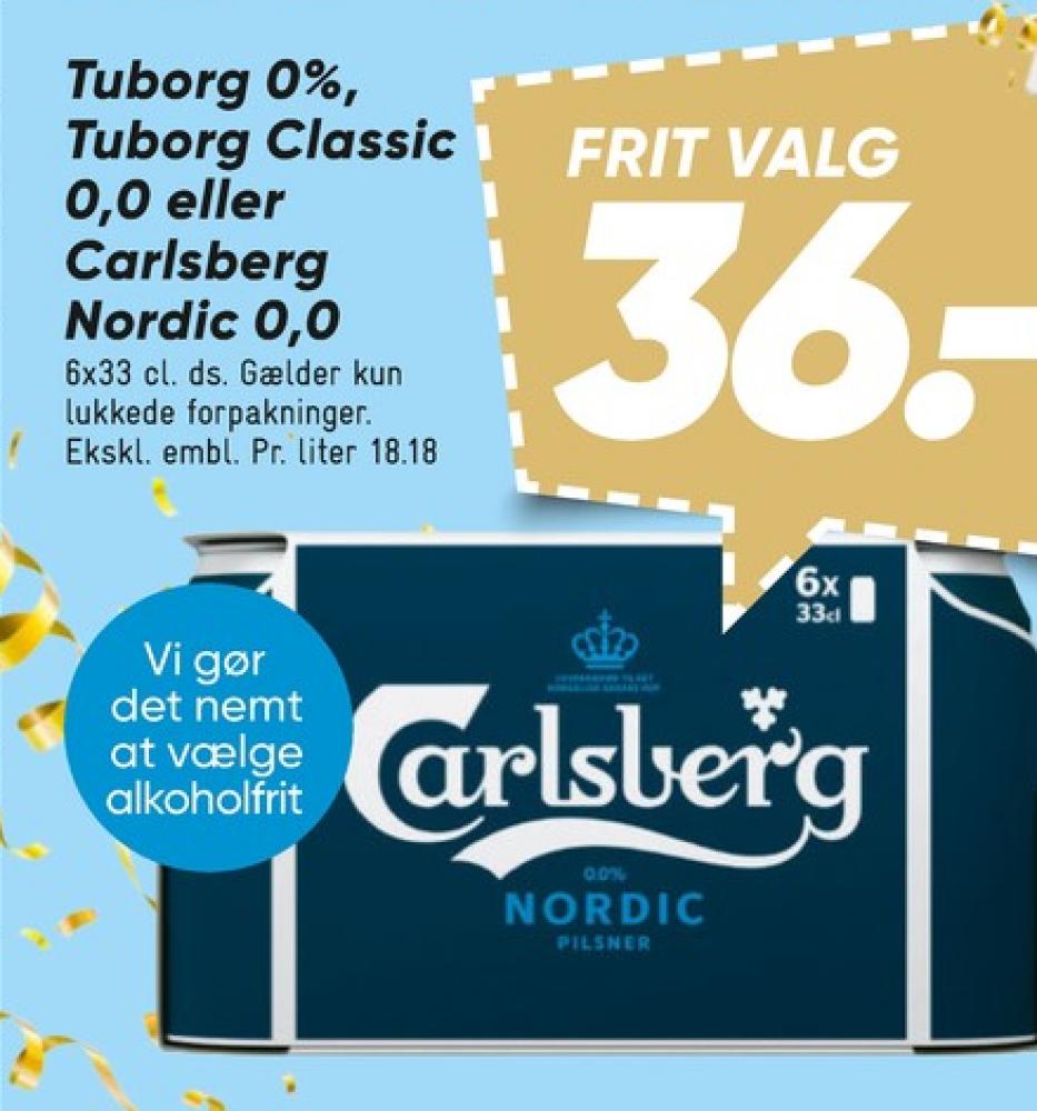 Tuborg Classic 0,0, Øl - Alkoholfri 6 pk.