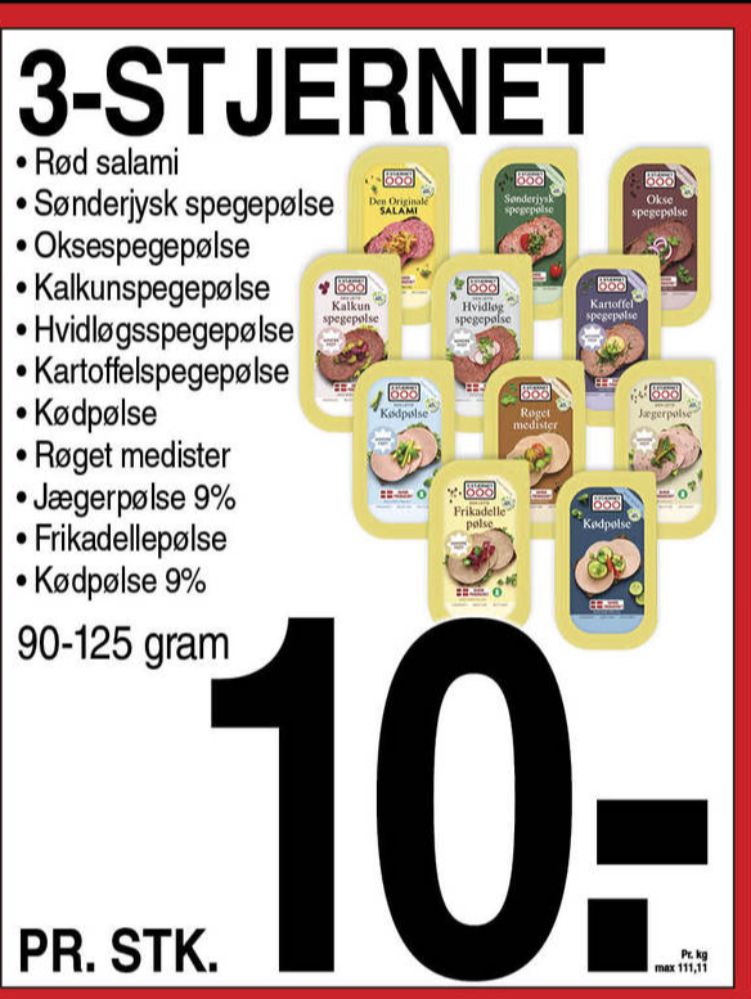 3-stjernet Gul bordpak, Salami