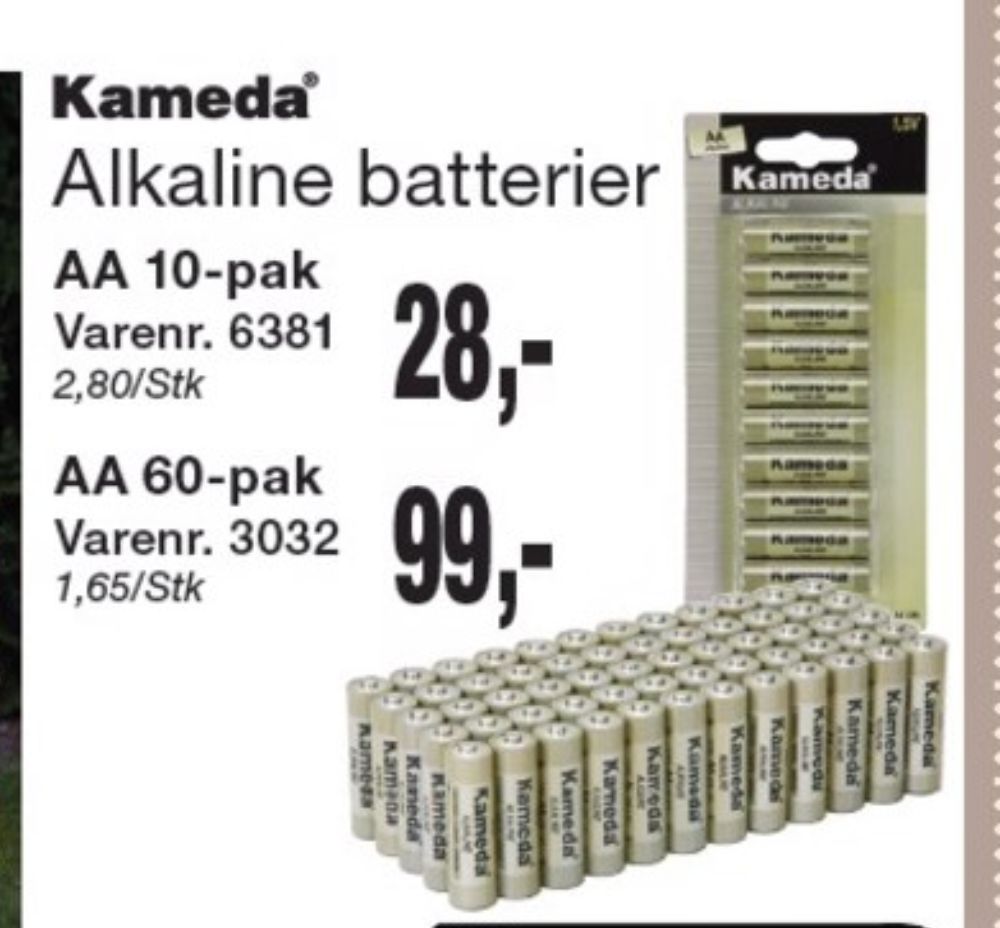 Kameda, Batterier