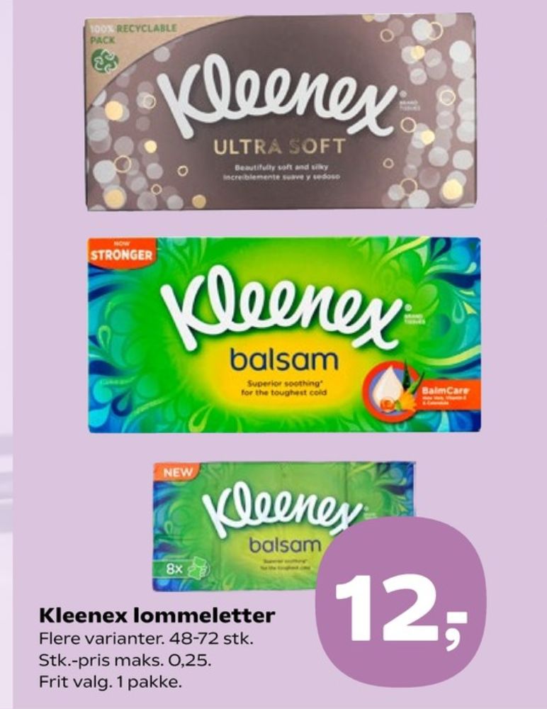 Kleenex, Lommetørklæder