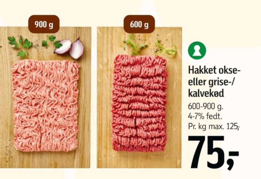 Hakket kalv og grisekød 4-7%