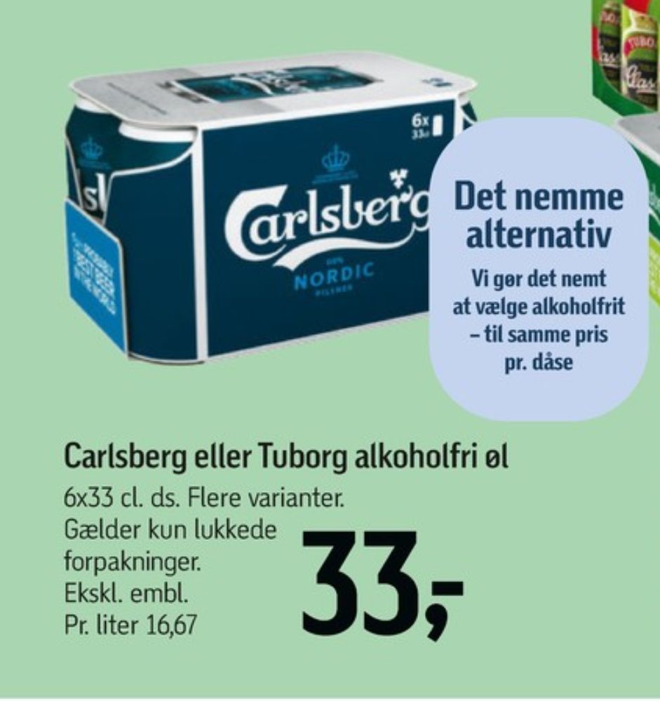 Tuborg Grøn 0,0, Øl - Alkoholfri 6 pk.