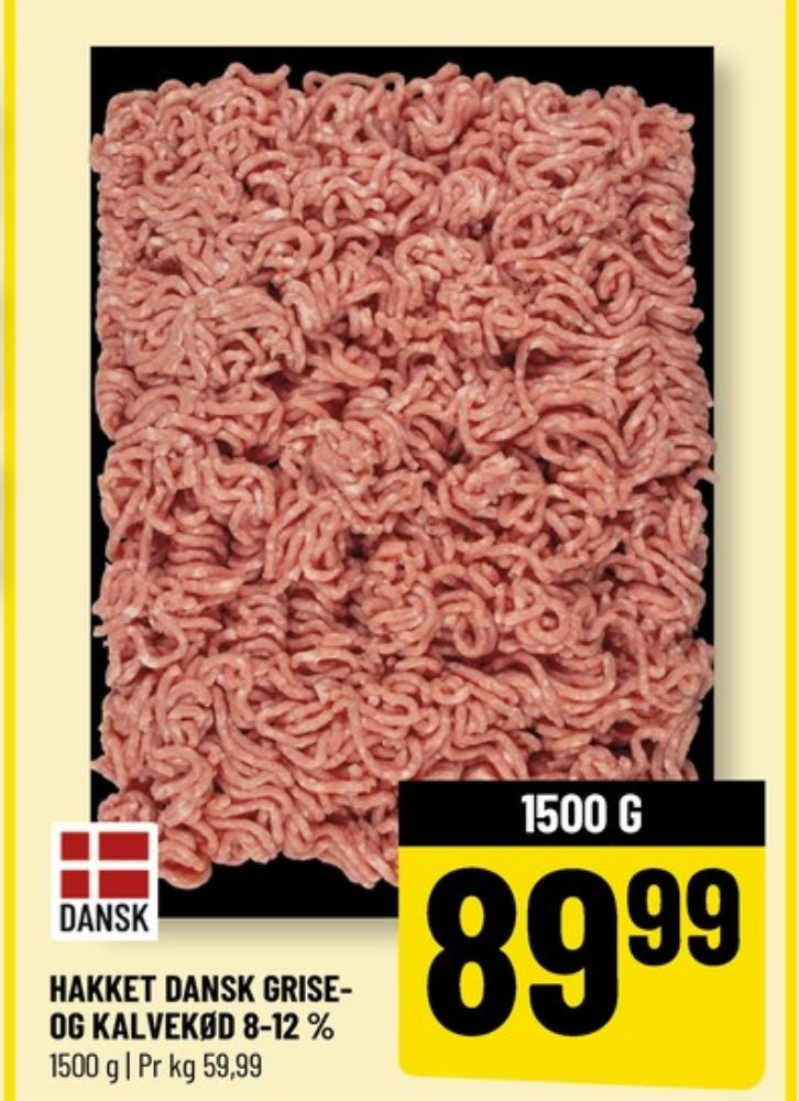 Hakket kalv og grisekød 8-12%
