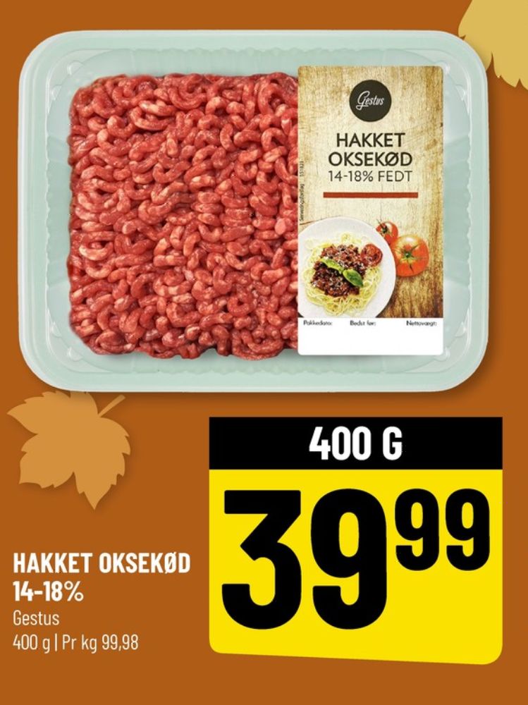 Gestus, Hakket oksekød 14-18%