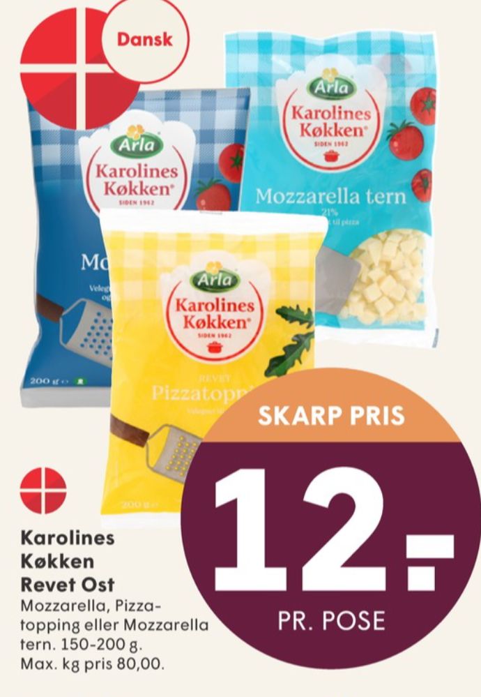 Karolines, Revet ost Pizzatopping