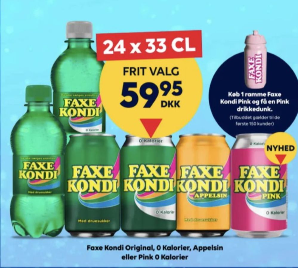 Faxe Kondi Pink Lemonade 0 Kalorier, Sportsvand 24 pk. 