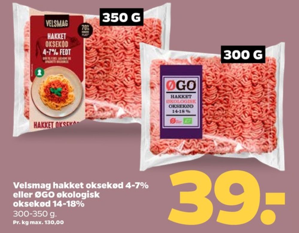 Velsmag, Hakket oksekød 4-7%