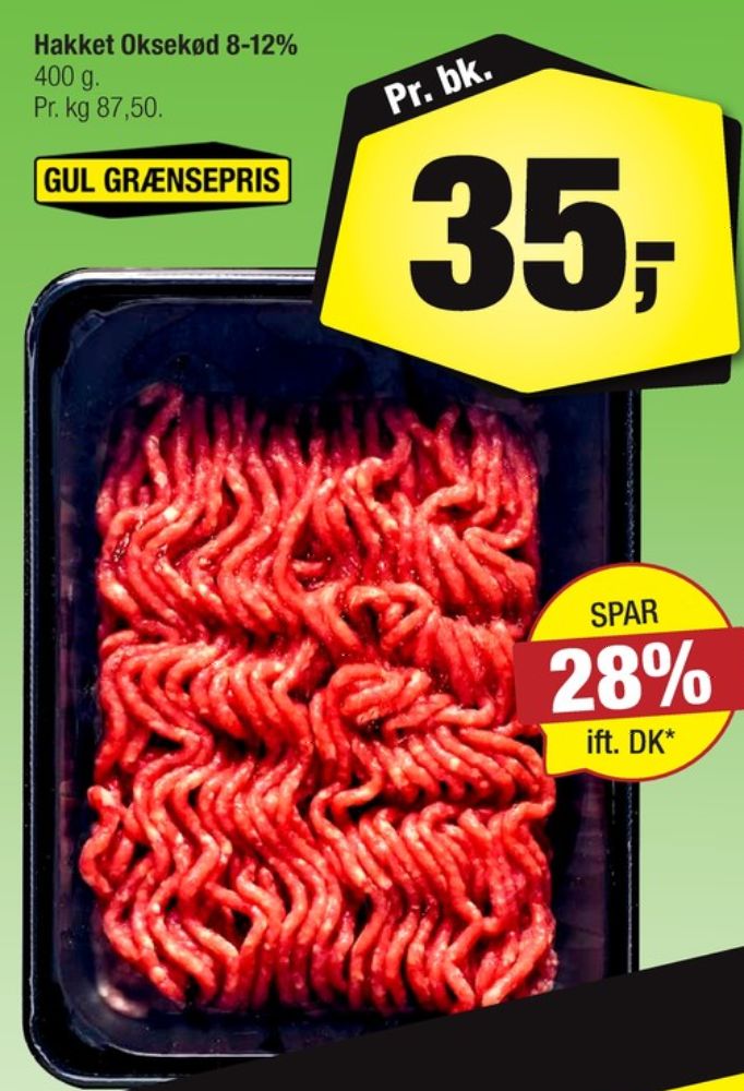 Hakket oksekød 8-12%