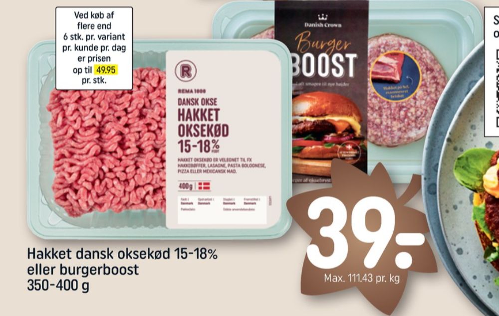 Rema 1000, Hakket oksekød 15-18%