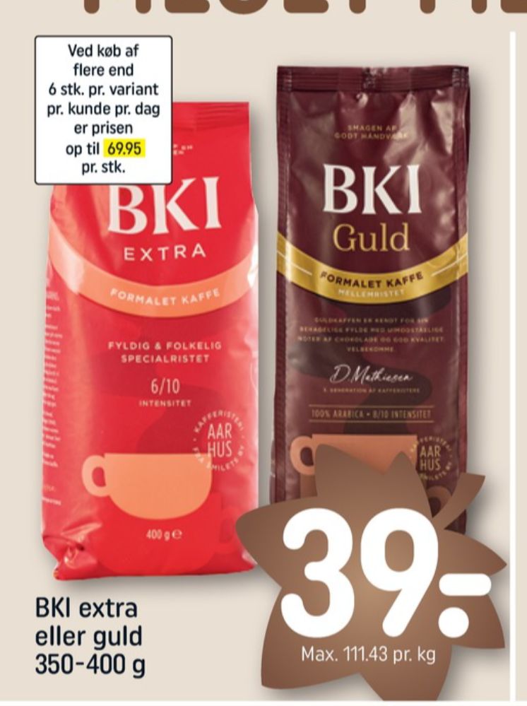 BKI Extra Specialristet, Kaffe Formalet