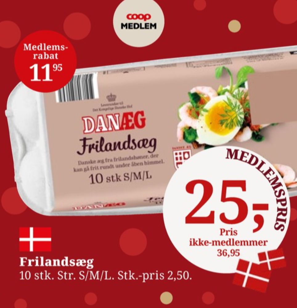Danæg, Frilandsæg S/M/L