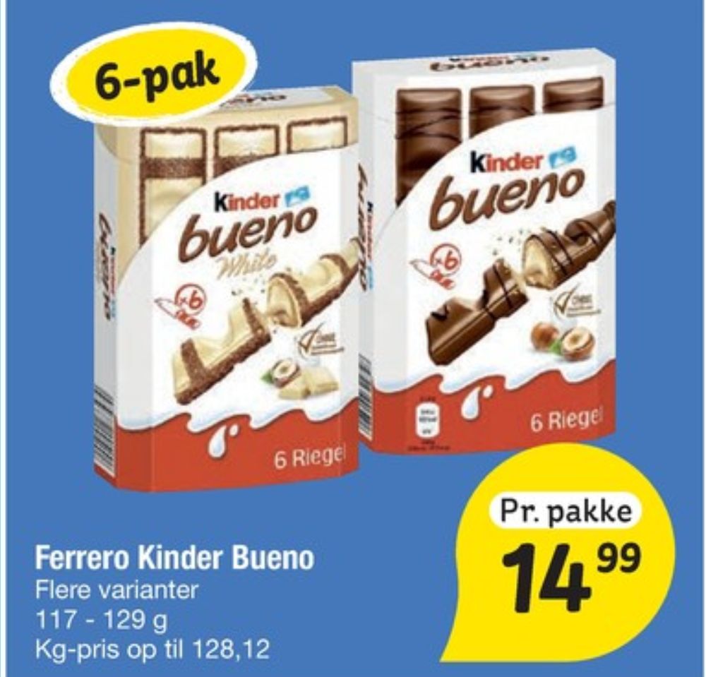 Kinder Bueno, Chokoladestænger