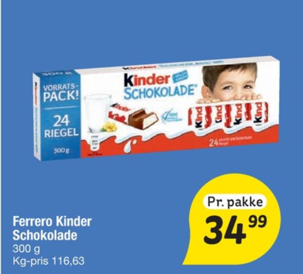 Kinder Riegel, Chokoladestænger