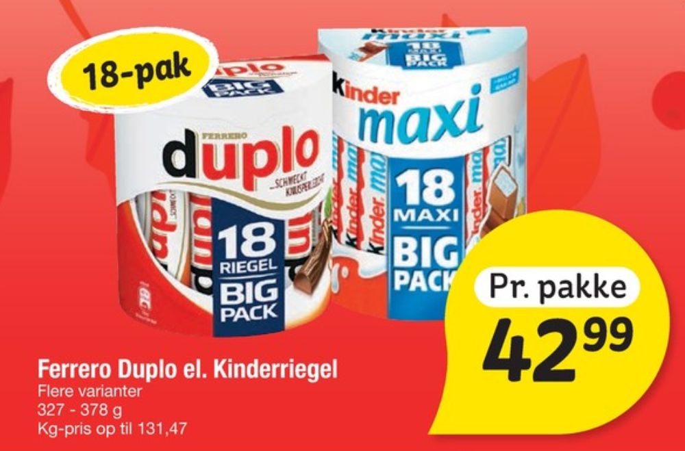 Kinder Maxi, Chokoladestænger