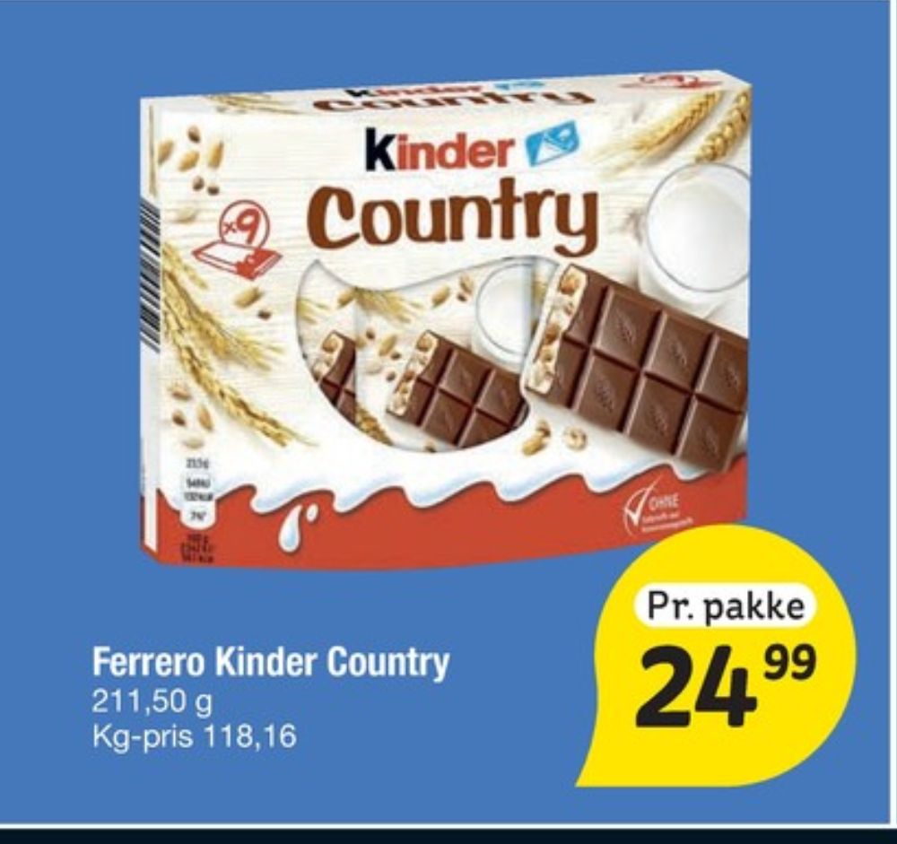 Kinder Country, Chokoladestænger